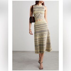 Jonathan Simkhai Simona ribbed cotton-blend jacquard midi skirt space dye L